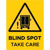 "Blind Spot Take Care" 200 x 300mm Class 2 Reflective Sign - Long Life Sticker